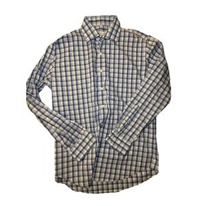 Men's Peter Millar blue plaid button down shirt size L